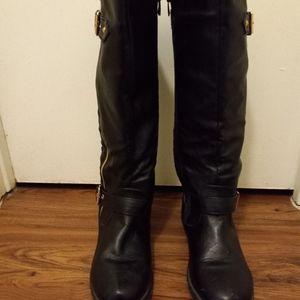 Leather knee high boots